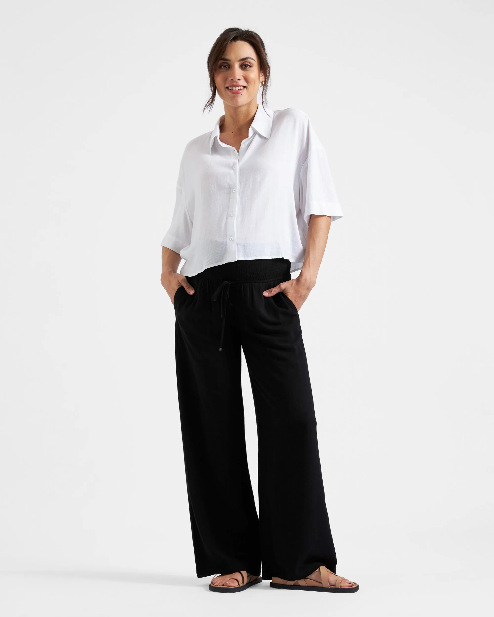 maternity lounge Farrah Crop Shirt  White
