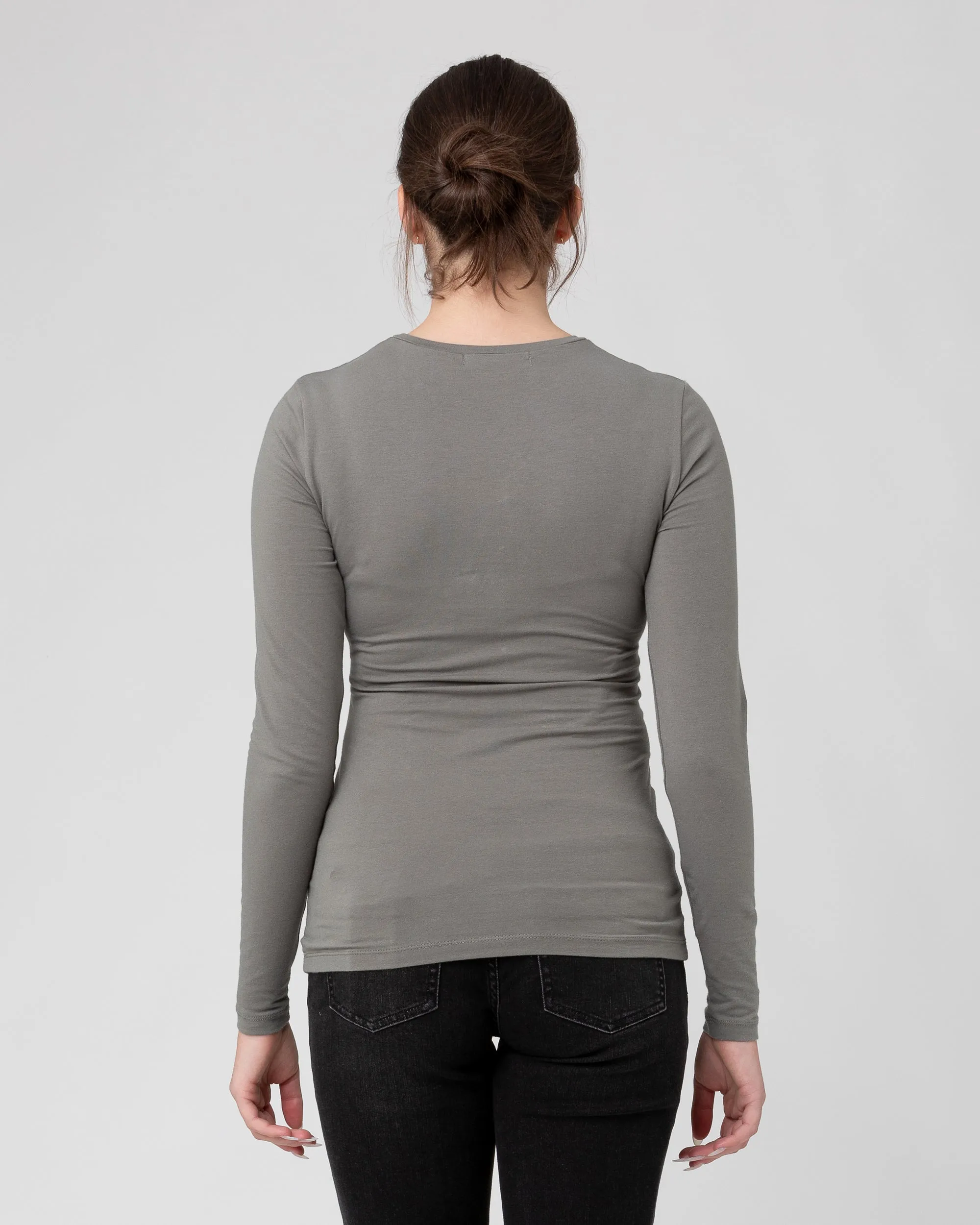 Org Cotton Nursing Top. Moss Non-restrictive Adjustable Waist
