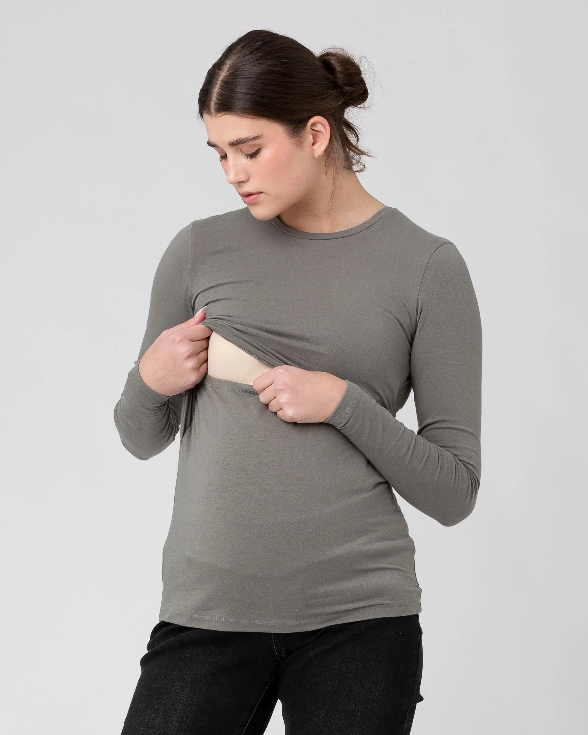 Org Cotton Nursing Top. Moss Premium Quality