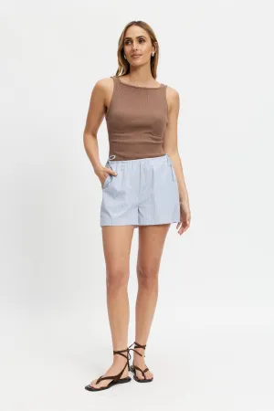 Juliette Stripe Poplin Short - Blue Multi Inner lining