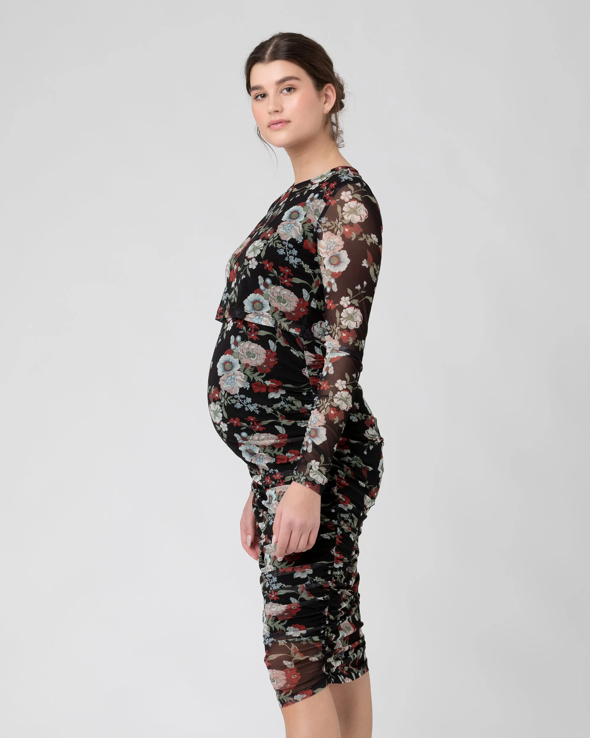 Wild Bloom Nursing Dress Black lightweight robe maternity essentials