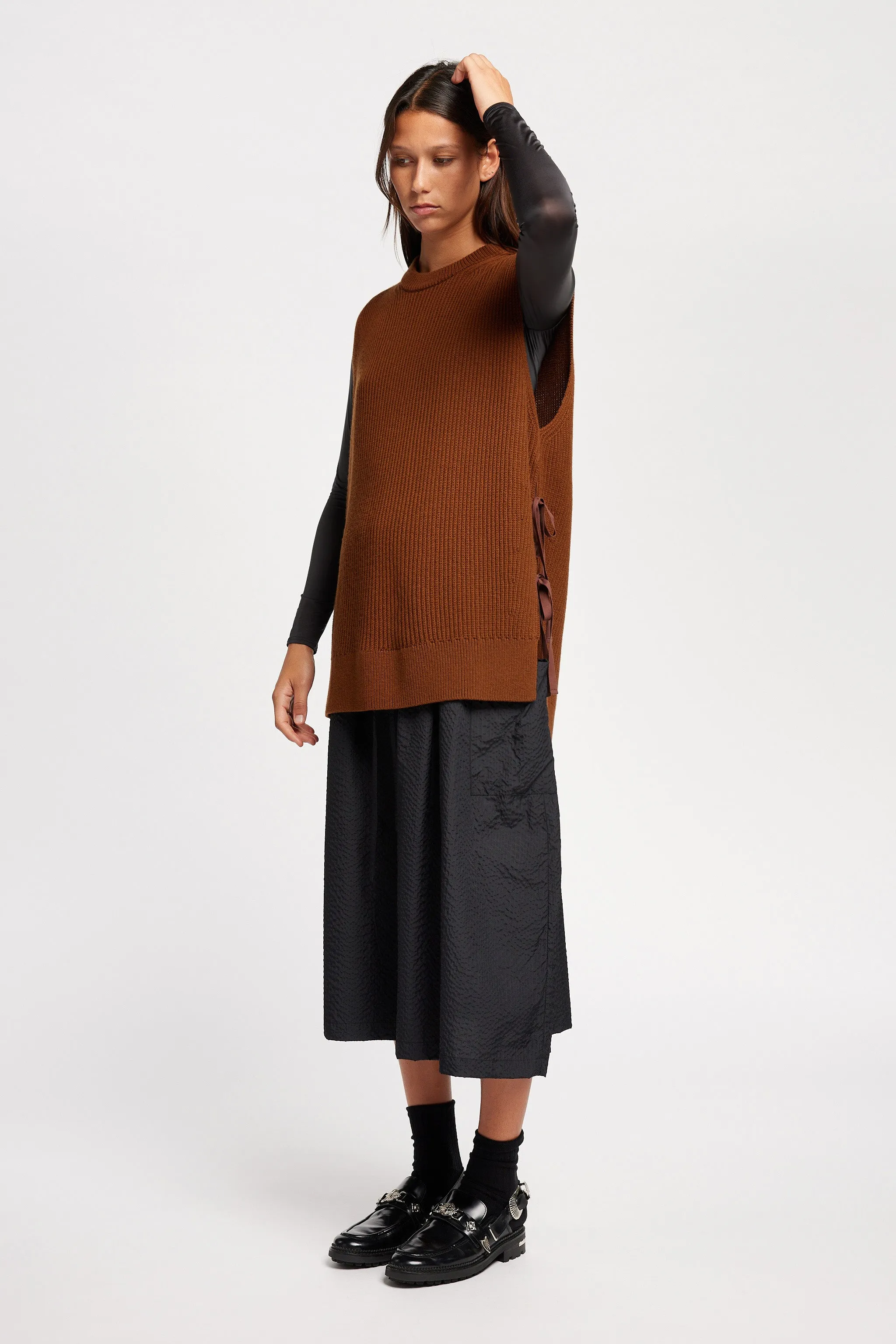 Shard Ribbed Vest Toffee Durable Elasticity