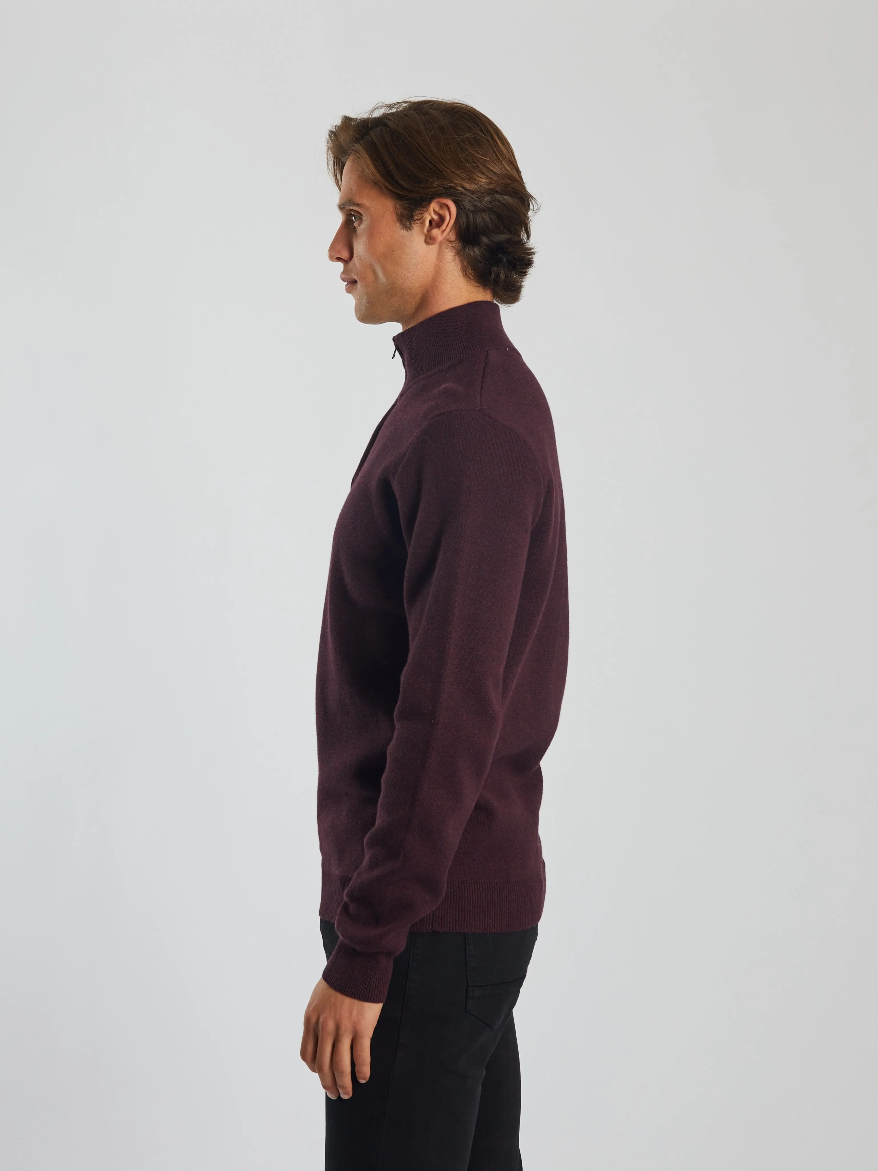 Timeless Basic Seasonal Trend Colter Half Zip Wine Port Marl