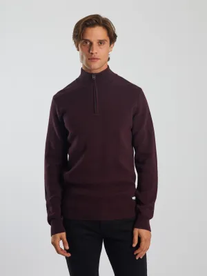 Colter Half Zip Wine Port Marl AntiStatic Coating