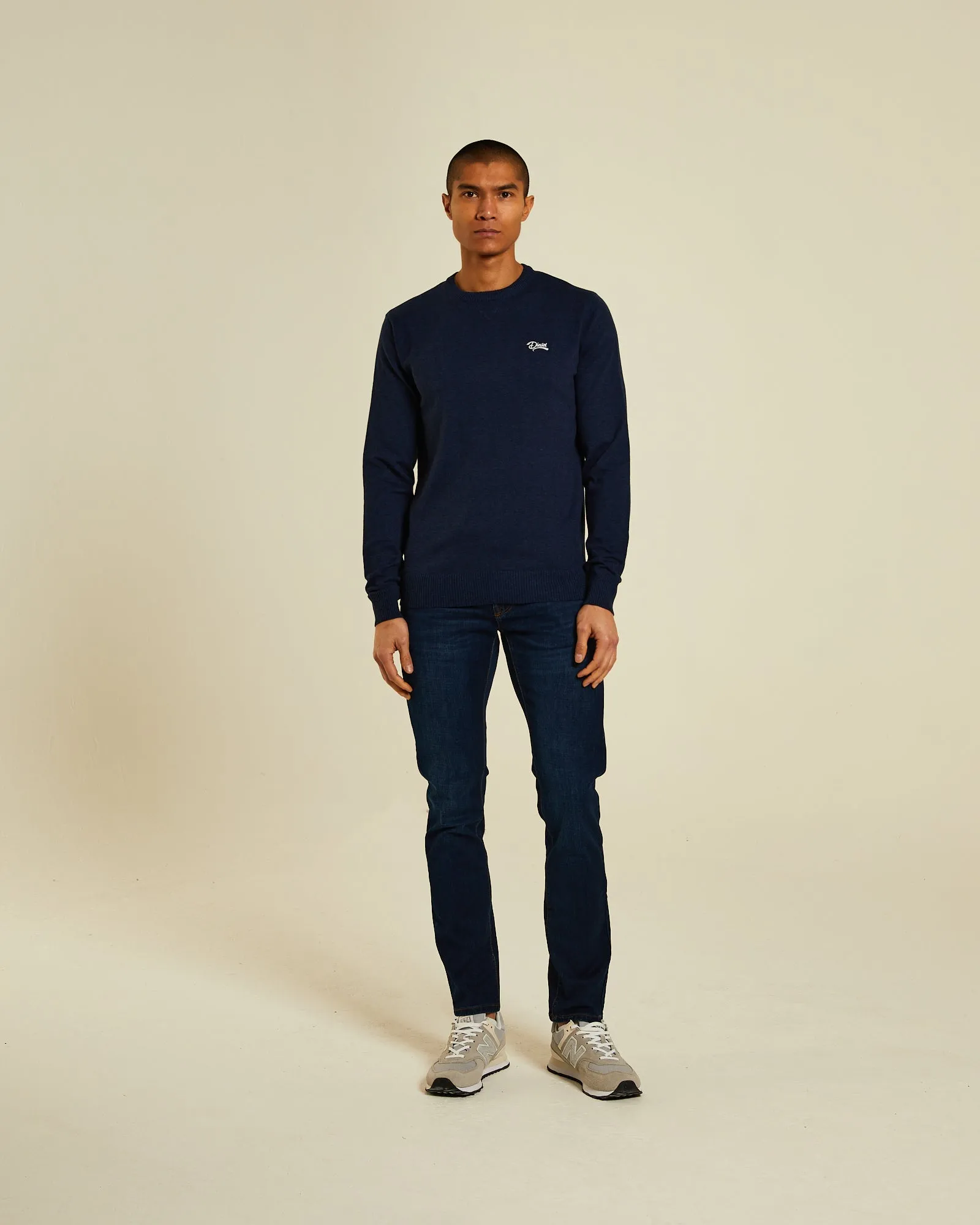 Dylan Round Neck  Eclipse Blue Melange Ribbed Edging