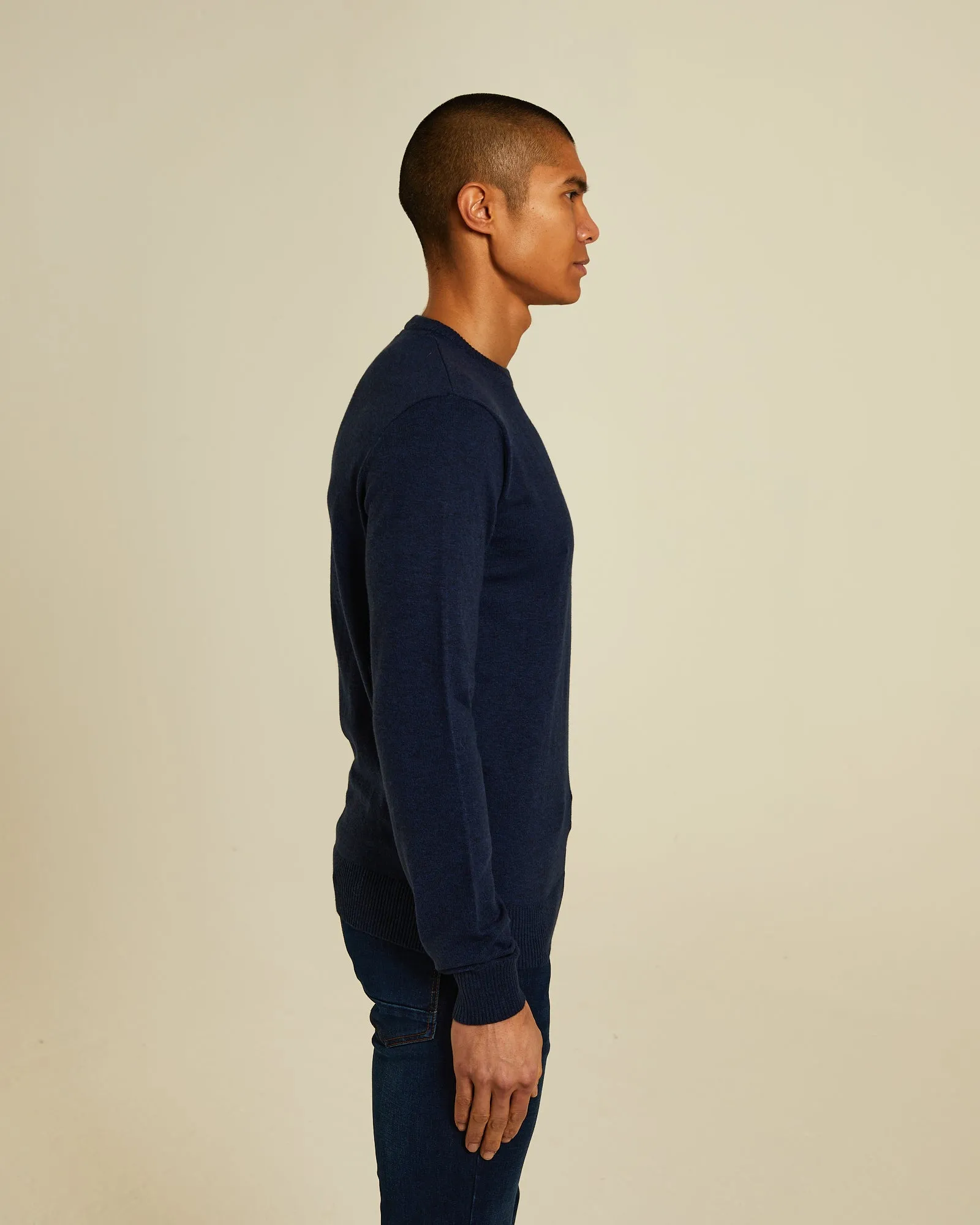 Timeless Feel FineGauge Knit Dylan Round Neck  Eclipse Blue Melange