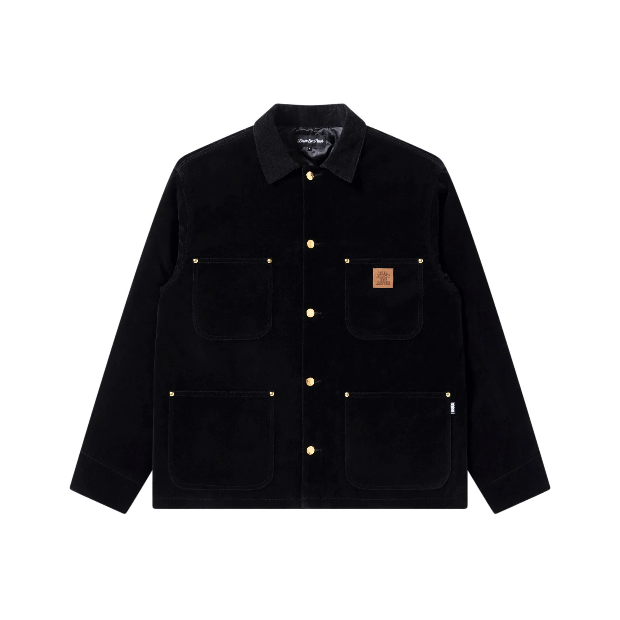 Flat Lock Stitching Flexible Cuffs OG LABEL VELOUR COVERALL JACKET BLACK