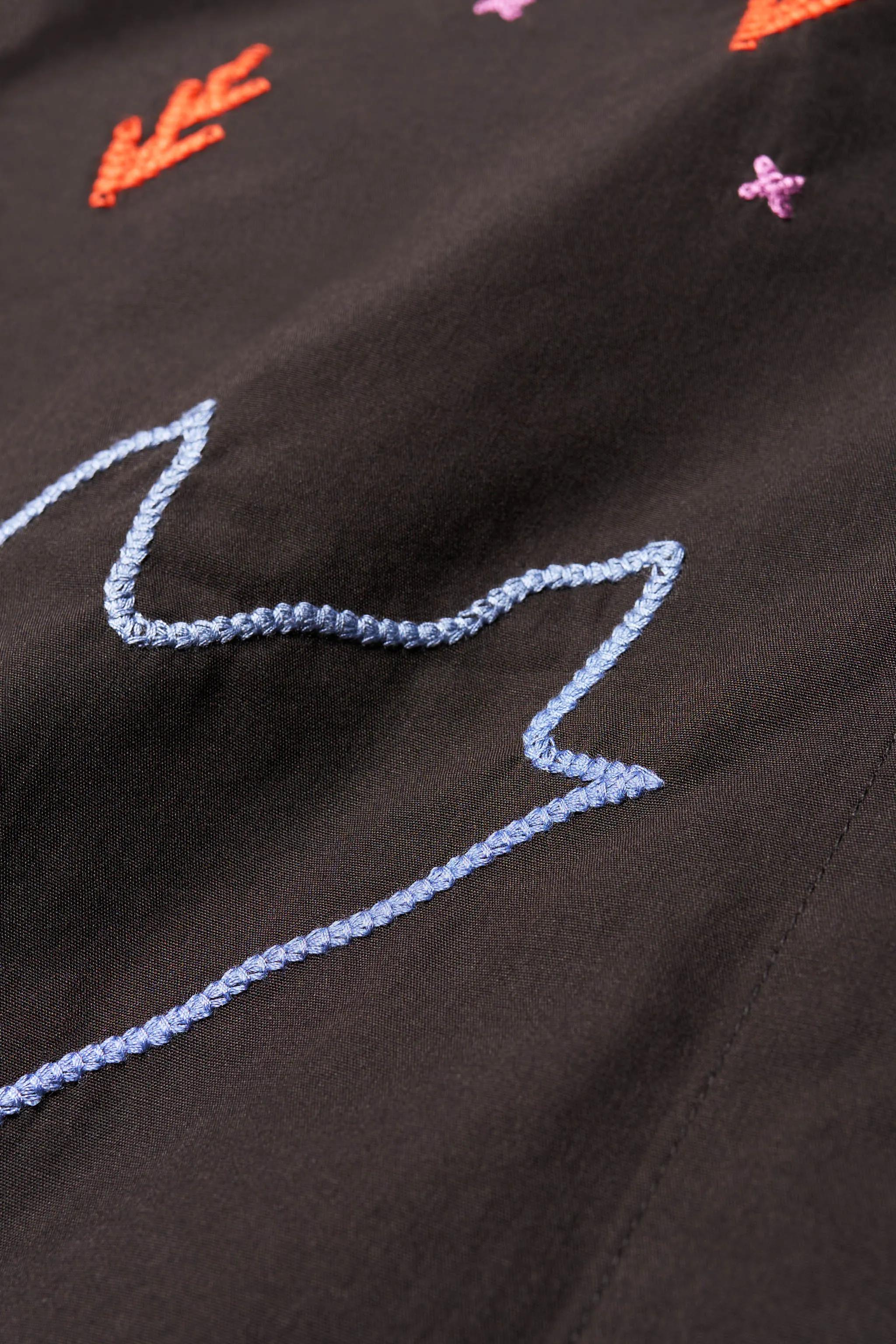 Trendy Fashion Everyday Wear One World Embroidered Shirt Black