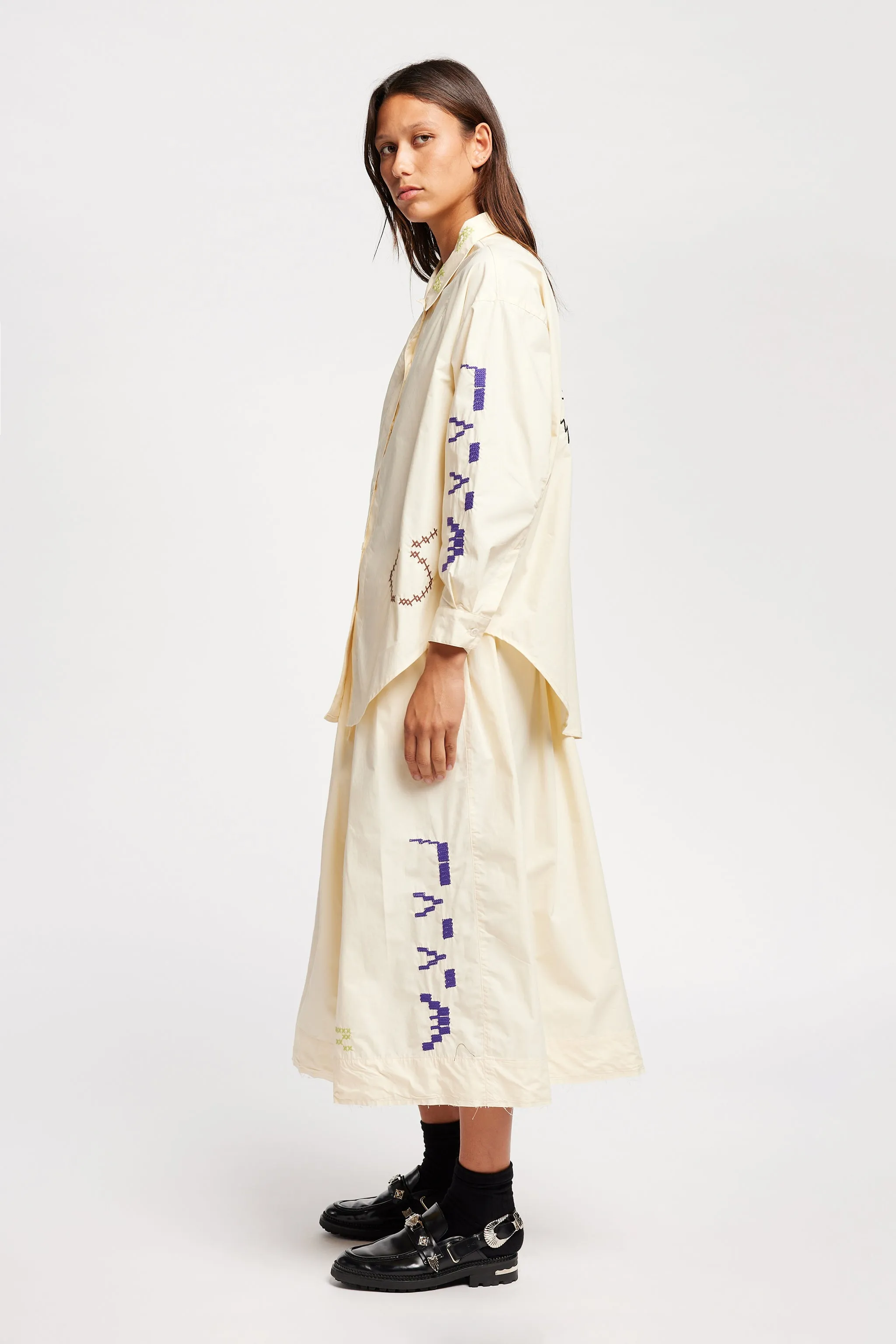 One World Embroidered Shirt Ecru Sporty Appeal