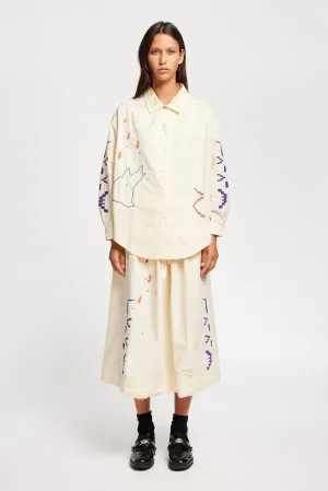 One World Embroidered Shirt Ecru Thermoregulating Fabric Runway Inspired