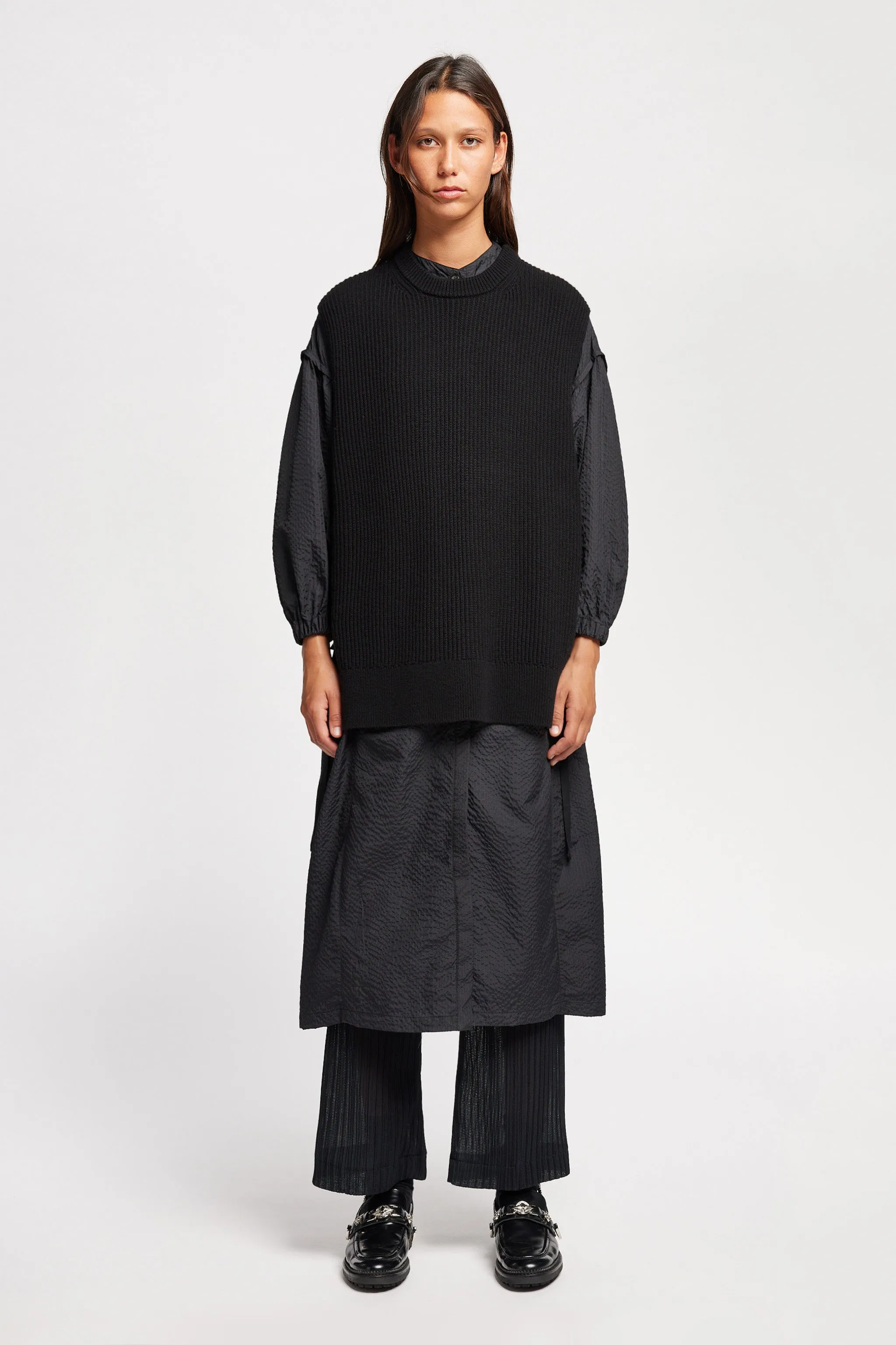 Shard Ribbed Vest Black Breathable fabric