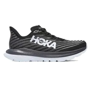 Womens HOKA Mach 5 (Wide) - Black / Castlerock bootcamp running gear mesh - upper shoes