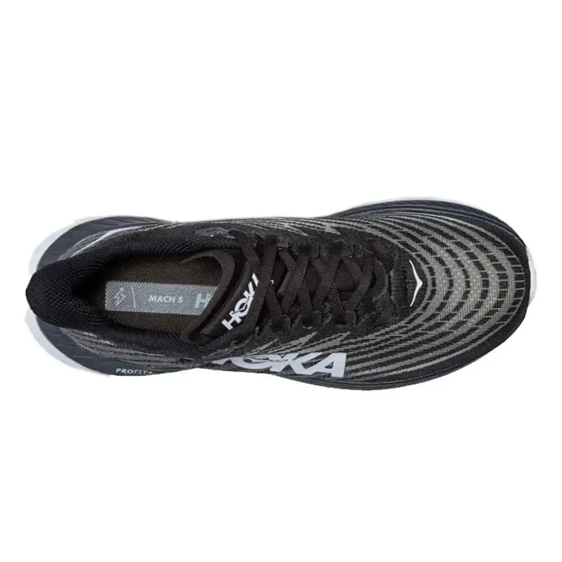 Multi Layer Compound Reactive Propulsion System Womens HOKA Mach 5 (Wide) - Black / Castlerock