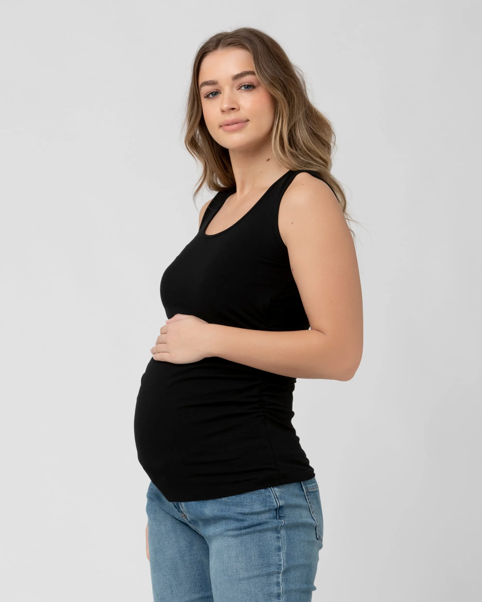 heating pad pocket Organic Nursing Tank Black