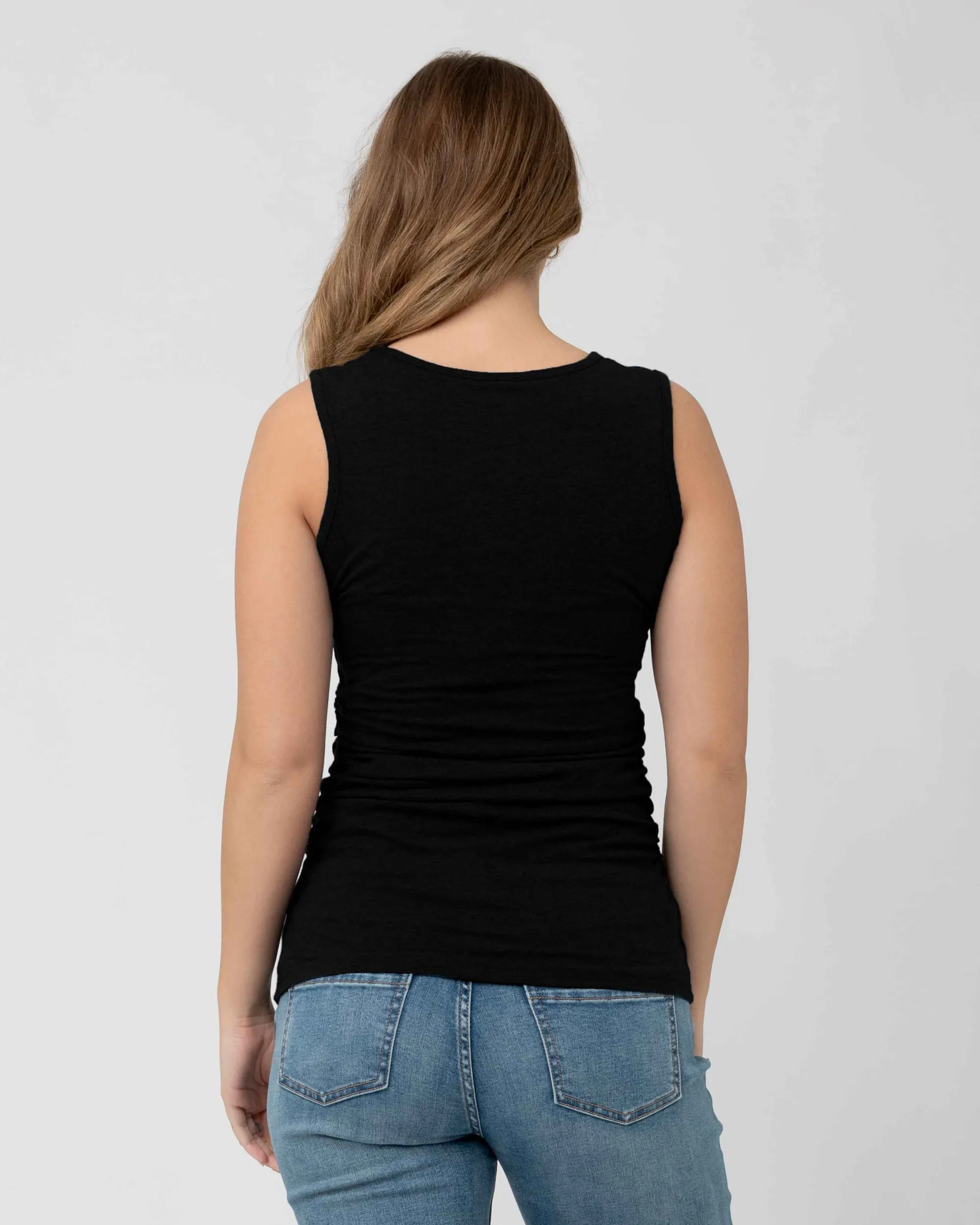 belly coverage Easy Fold Organic Nursing Tank Black