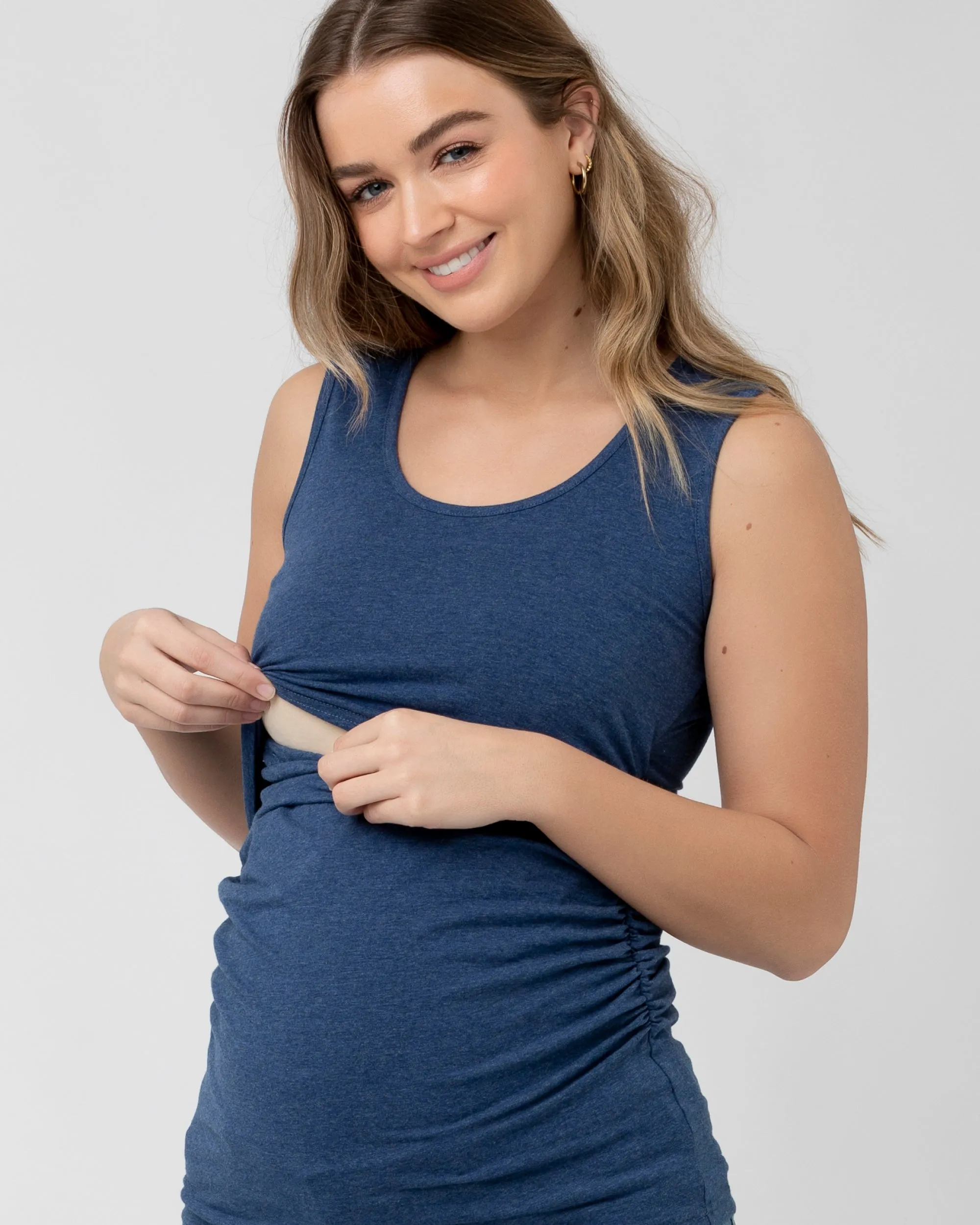Organic Nursing Tank Denim Marle heating pad pocket winter maternity