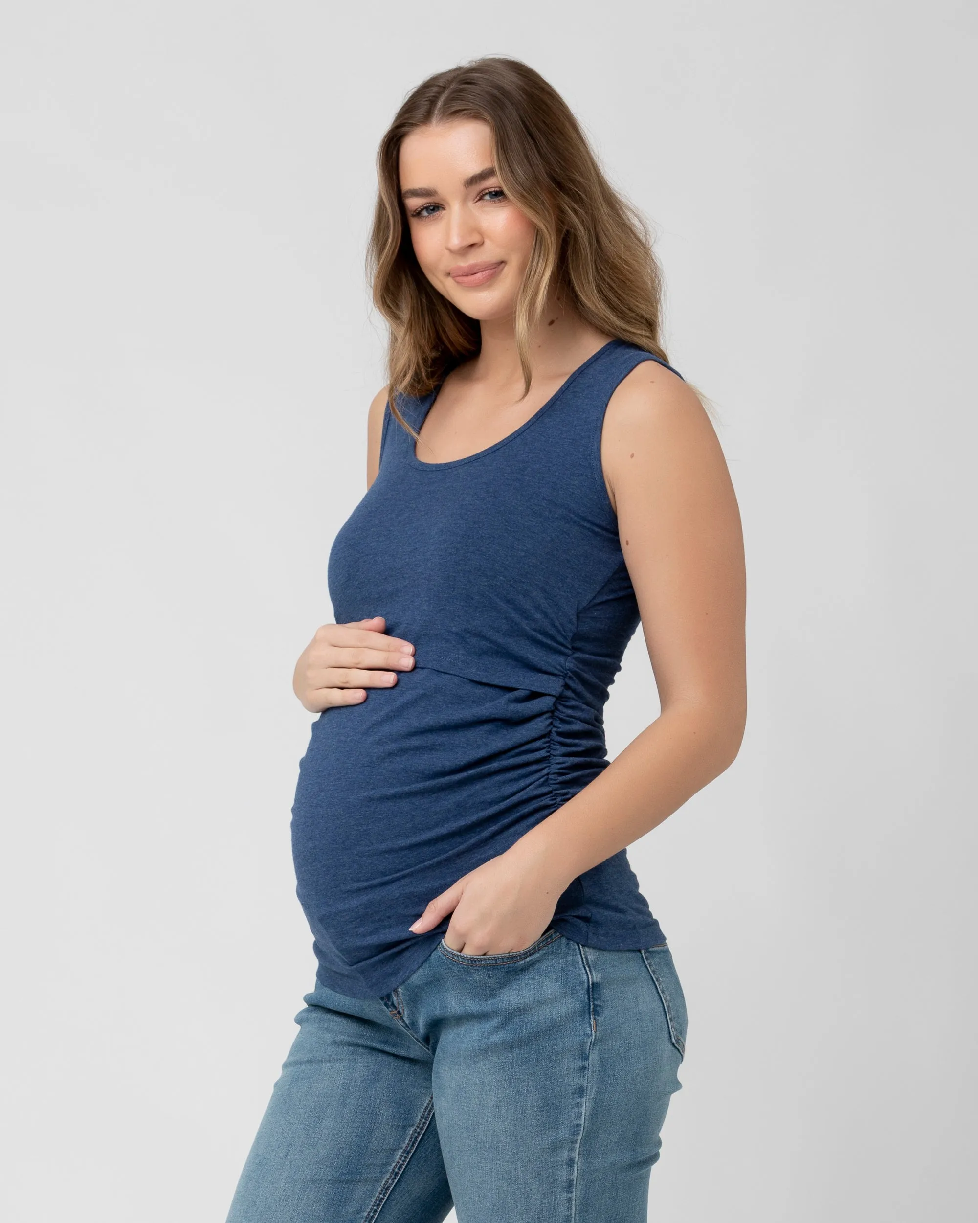 postpartum belt Non-Binding Organic Nursing Tank Denim Marle