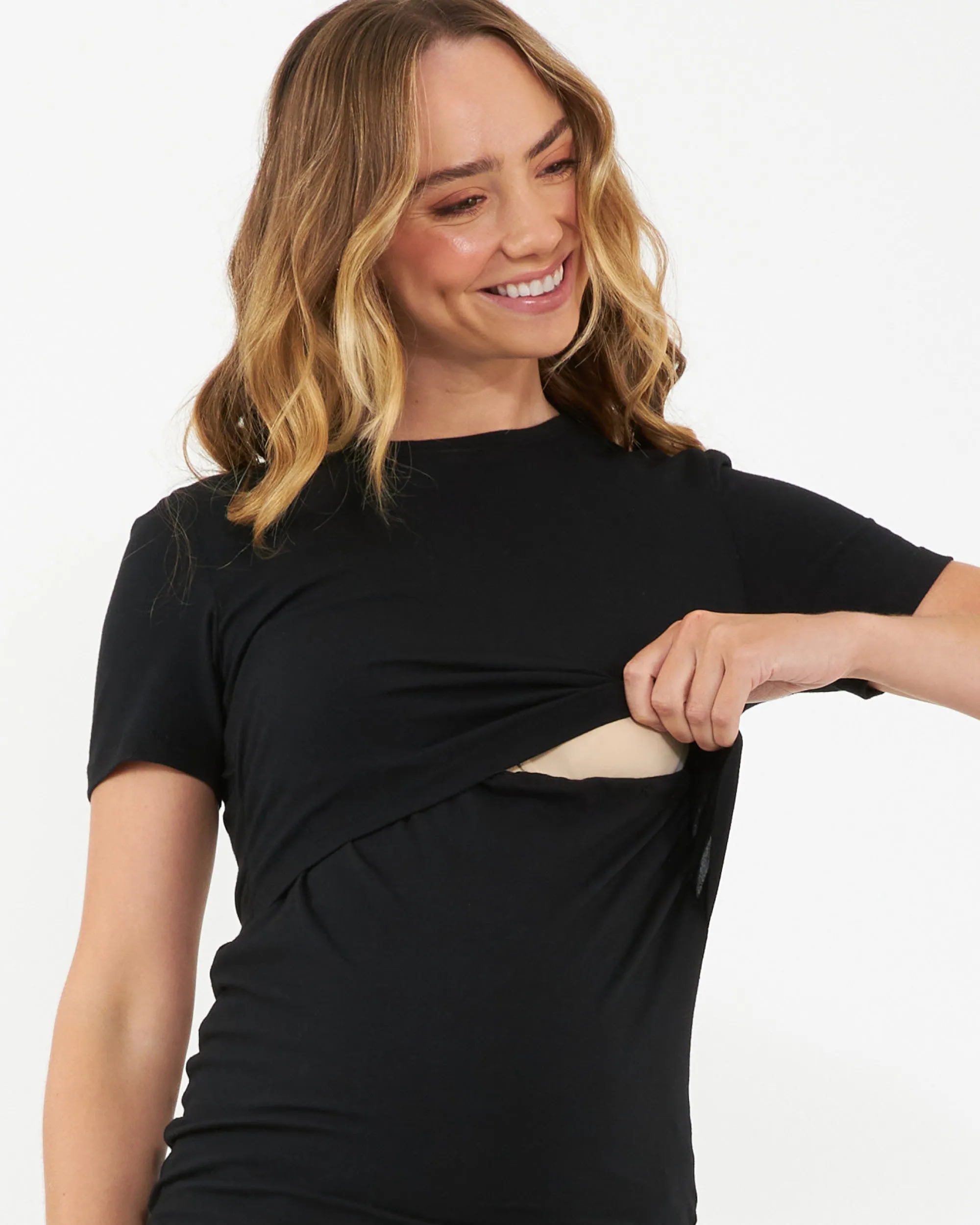 Minimalist Style skin care safe Organic Nursing Tee Black