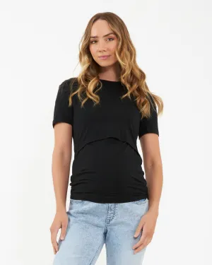 Organic Nursing Tee Black petite maternity