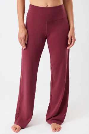 Snag Free Fabric Breathable Weave Fabric Wide Leg Pants - Beet