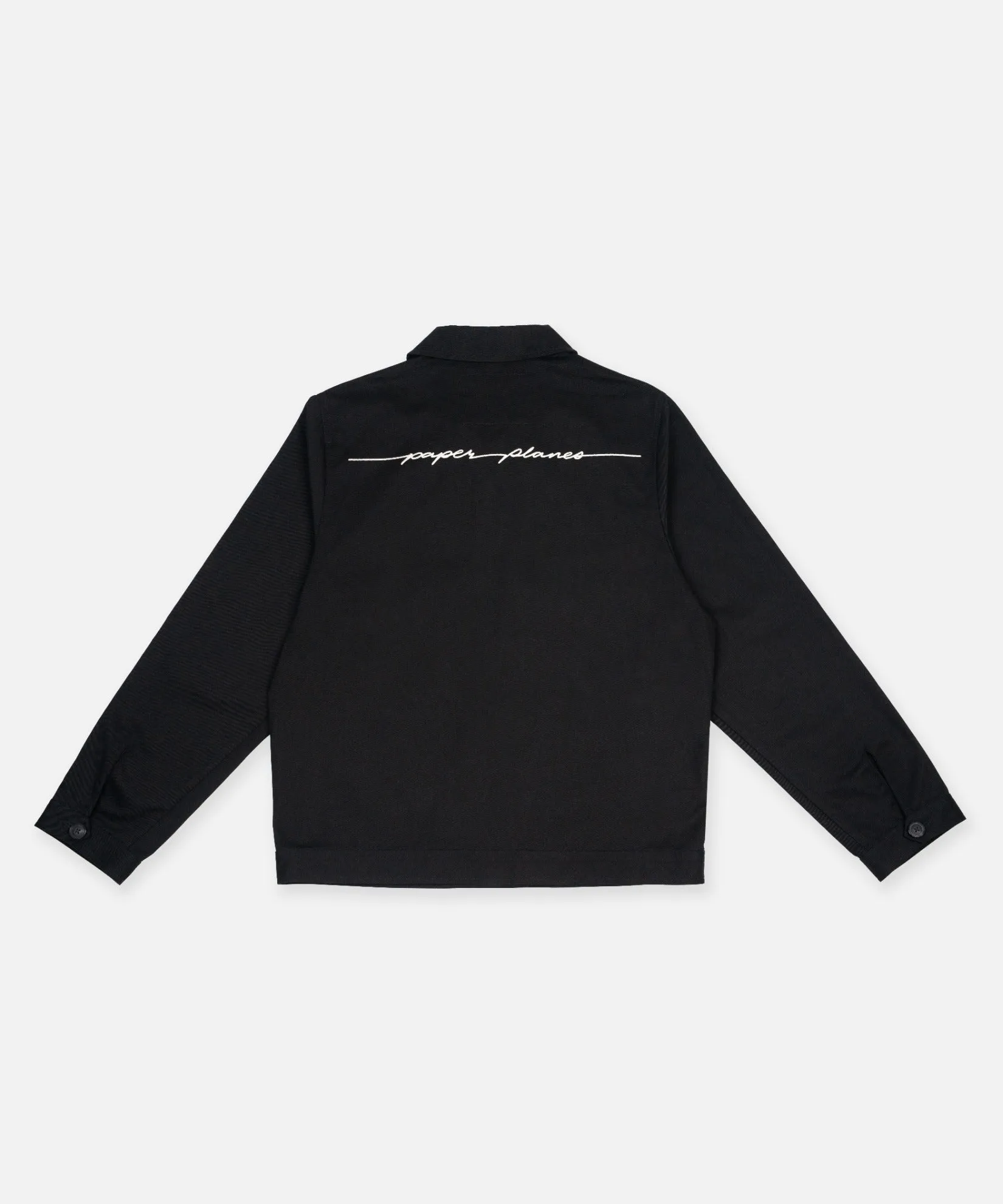 Tagless Neckline Design Tear Resistant Material Paper Planes Canvas Script Work Jacket