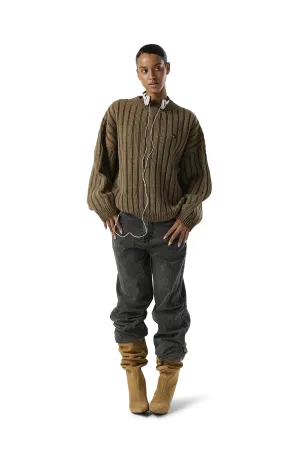 Papi Knit Sweater Minimalist Button Placket Office Casual