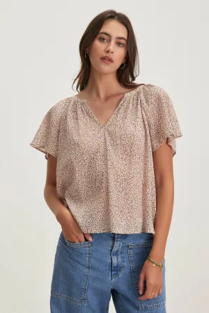 PARK PRINTED CRINKLE COTTON GAUZE TOP Trendsetting Design Breathable Underarm Vents