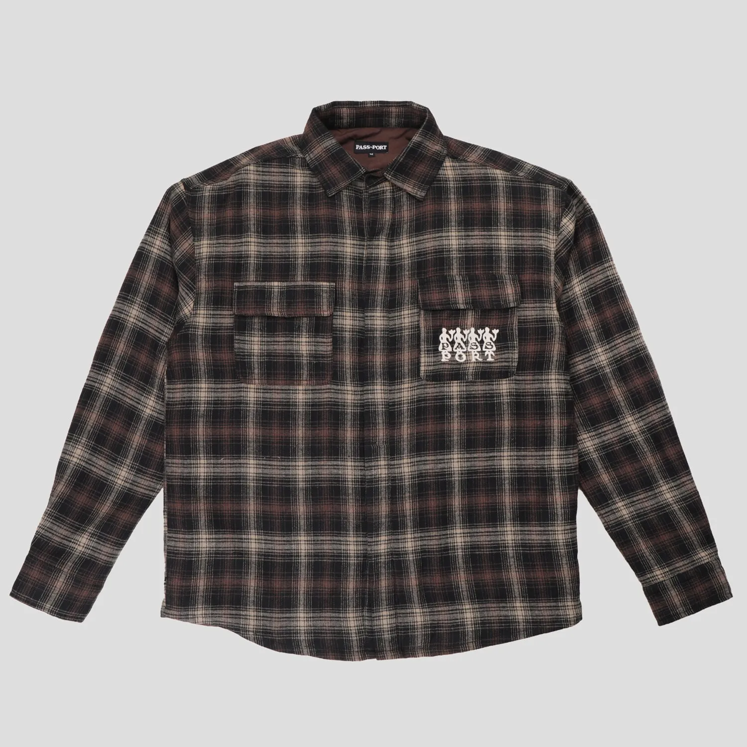 Pass~Port 4 Flowers Flannel Vineyard Shirt - Black Camouflage Print Timeless Classic