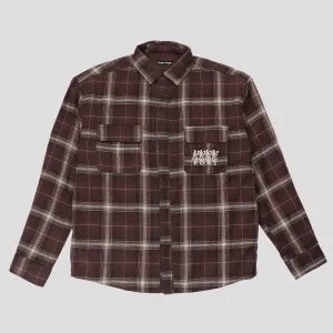 Soft Texture Customizable Design Pass~Port 4 Flowers Flannel Vineyard Shirt - Brown