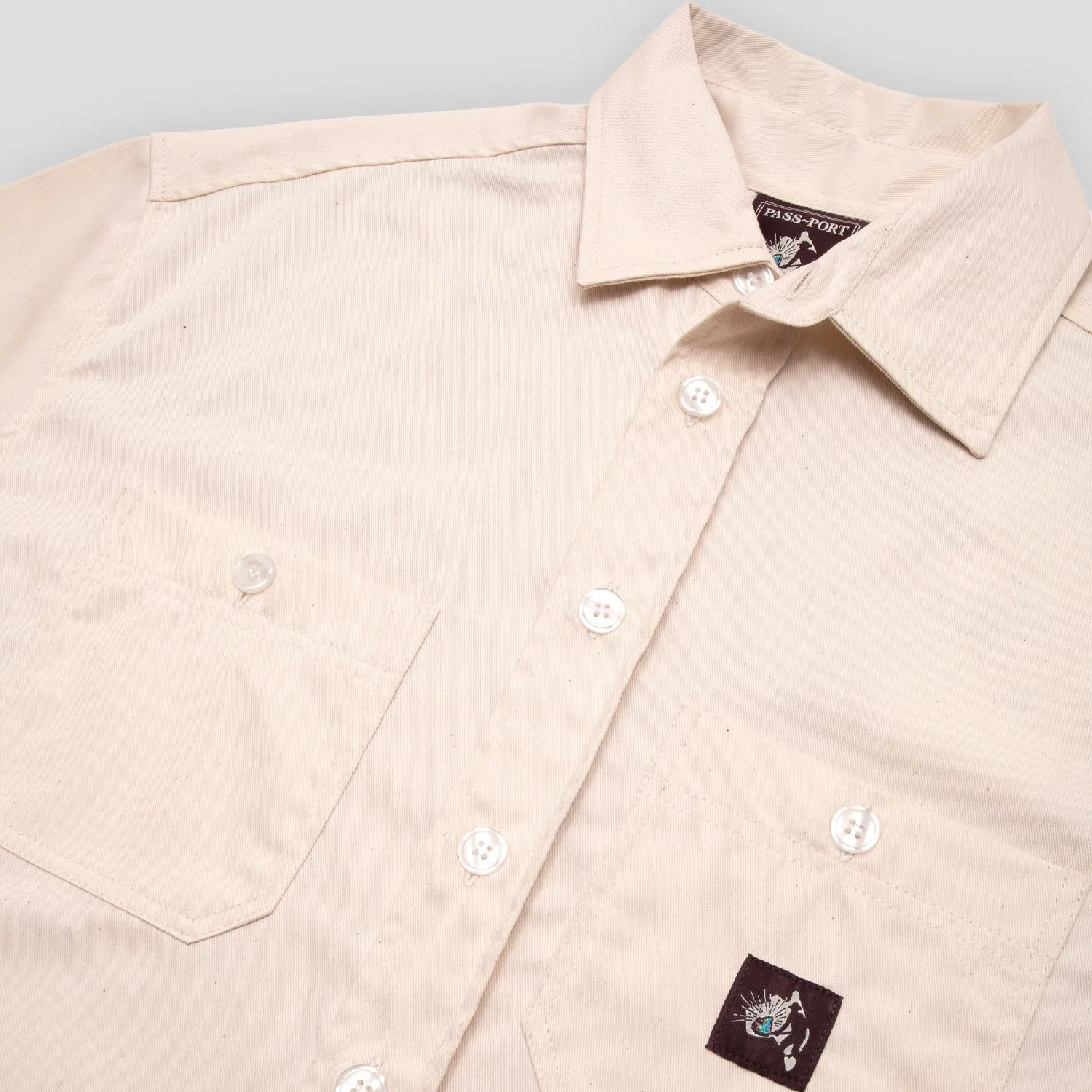 Moisture wicking Wrinkle Resistant Finish Pass~Port Australian Manufactured Short Sleeve Work Shirt - Natural