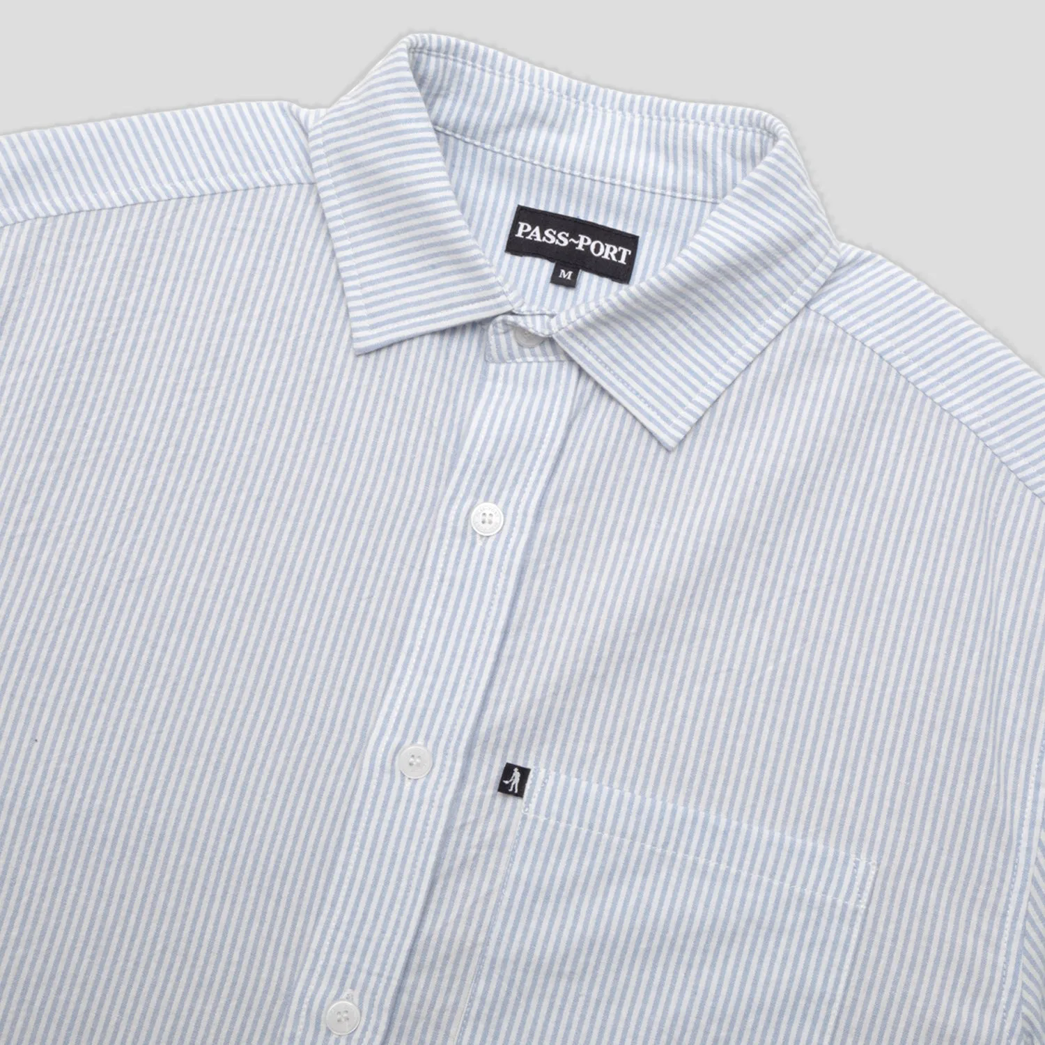Pass~Port Glint Workers Short Sleeve Shirt - Blue Geometric Pattern