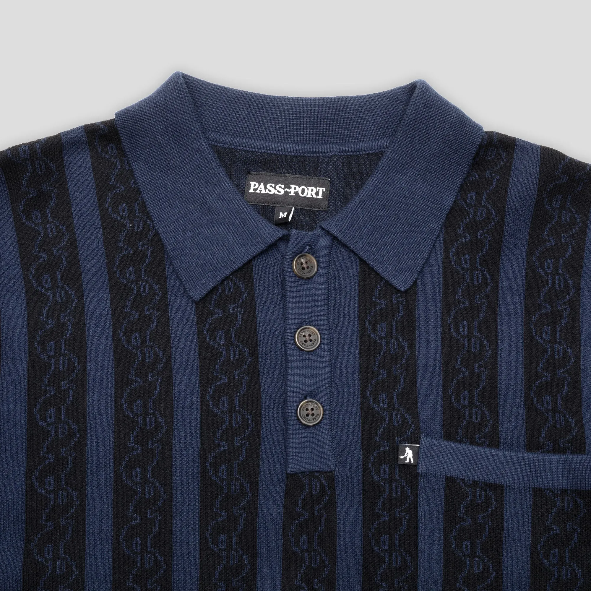 Chill Layer Fitted Shape Pass~Port Pattoned Knit Polo - Navy