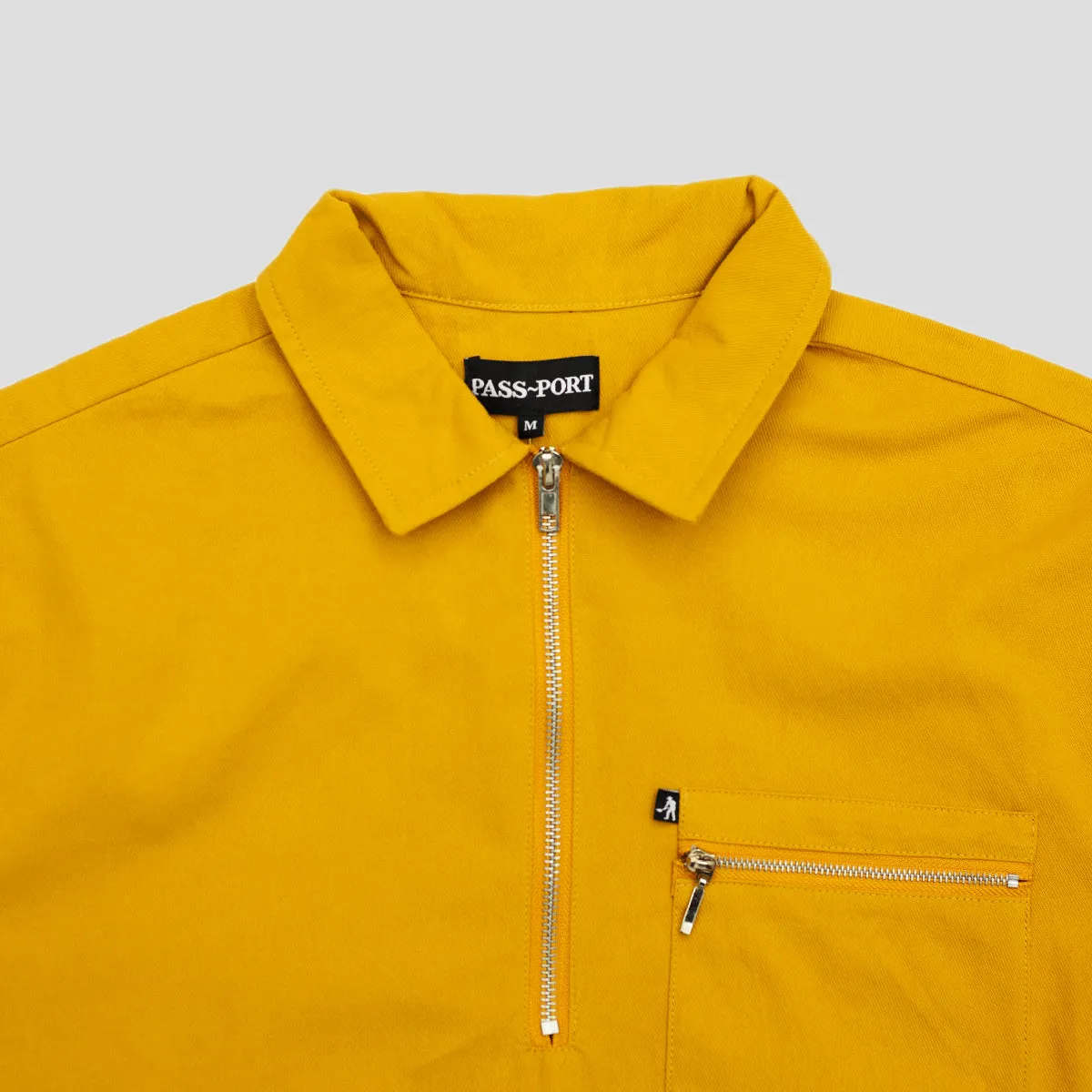 Contrast Stitch PASS~PORT "WORKERS" QUARTER ZIP SHIRT MUSTARD