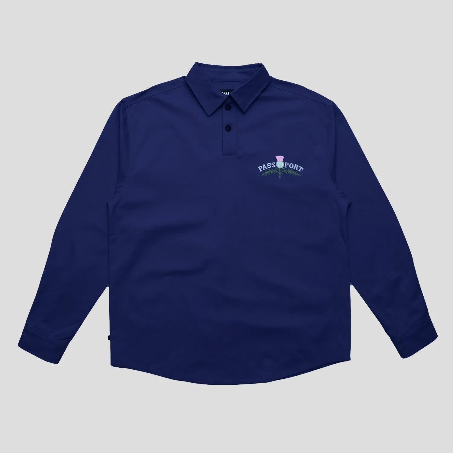 Seasonal Trend Versatile Styling Pass~Port Thistle Embroidery AG Shirt Long Sleeve - Navy