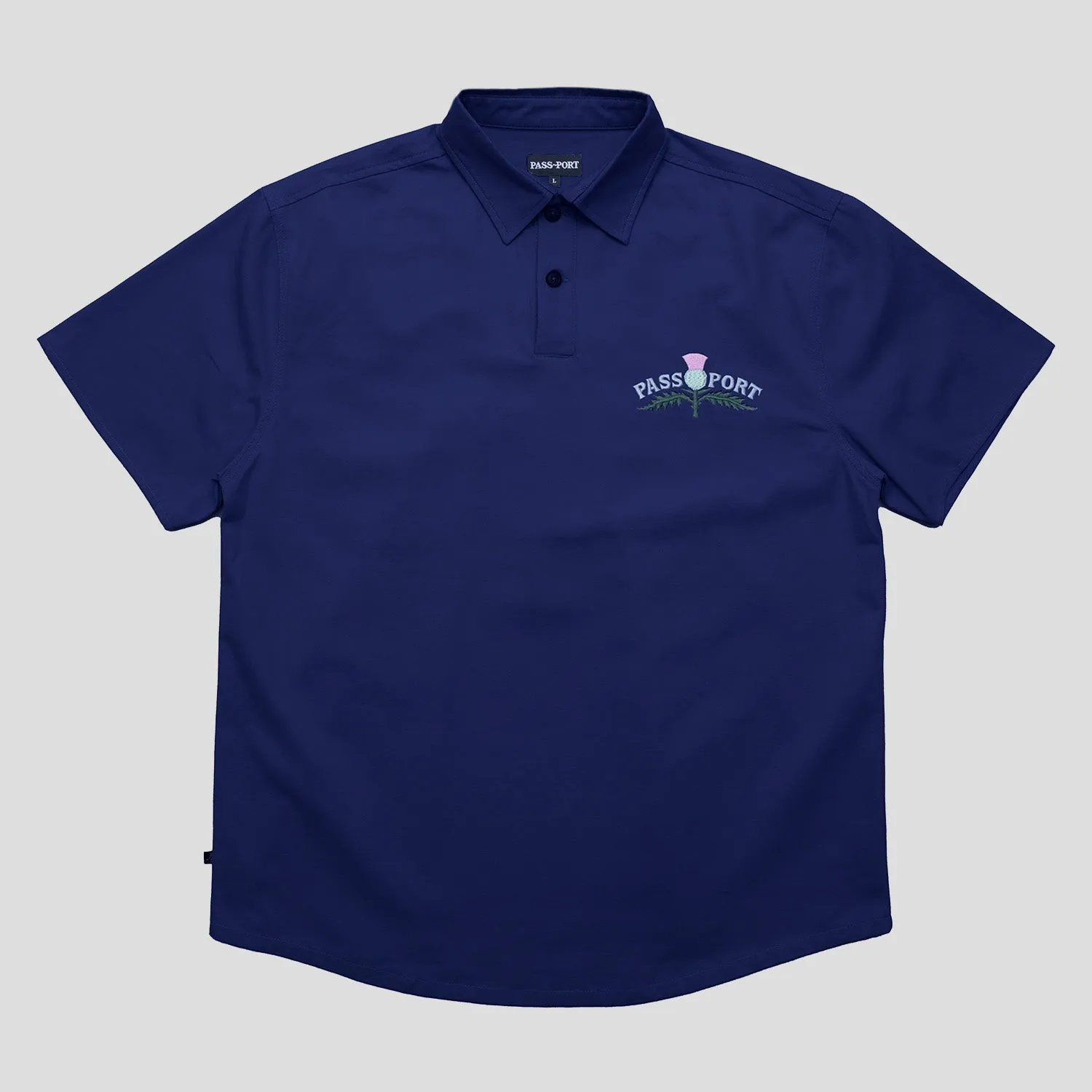 Stylish Detail Workwear Option Pass~Port Thistle Embroidery AG Shirt Short Sleeve - Navy