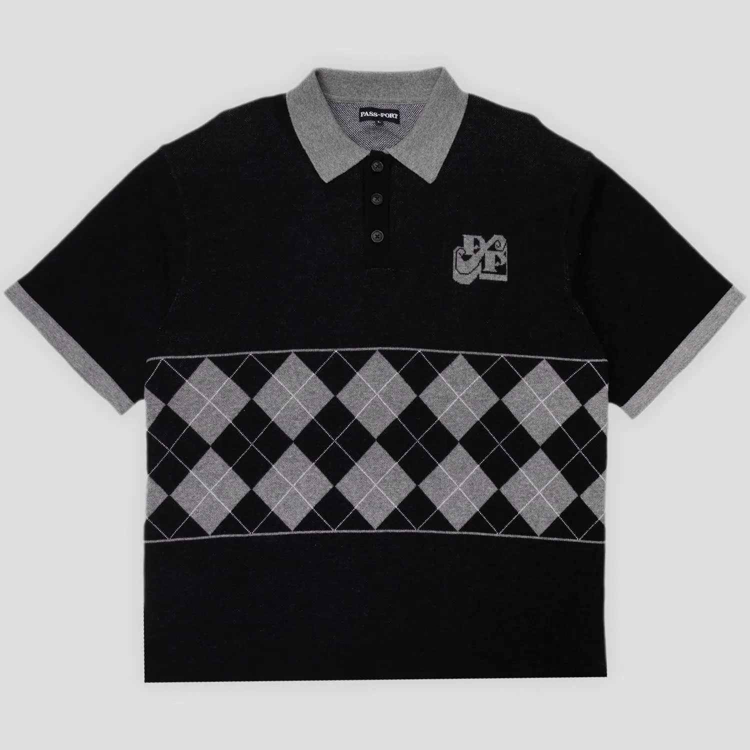 Pass~Port Tilde Stamp Knit Polo - Black Weekend Casual