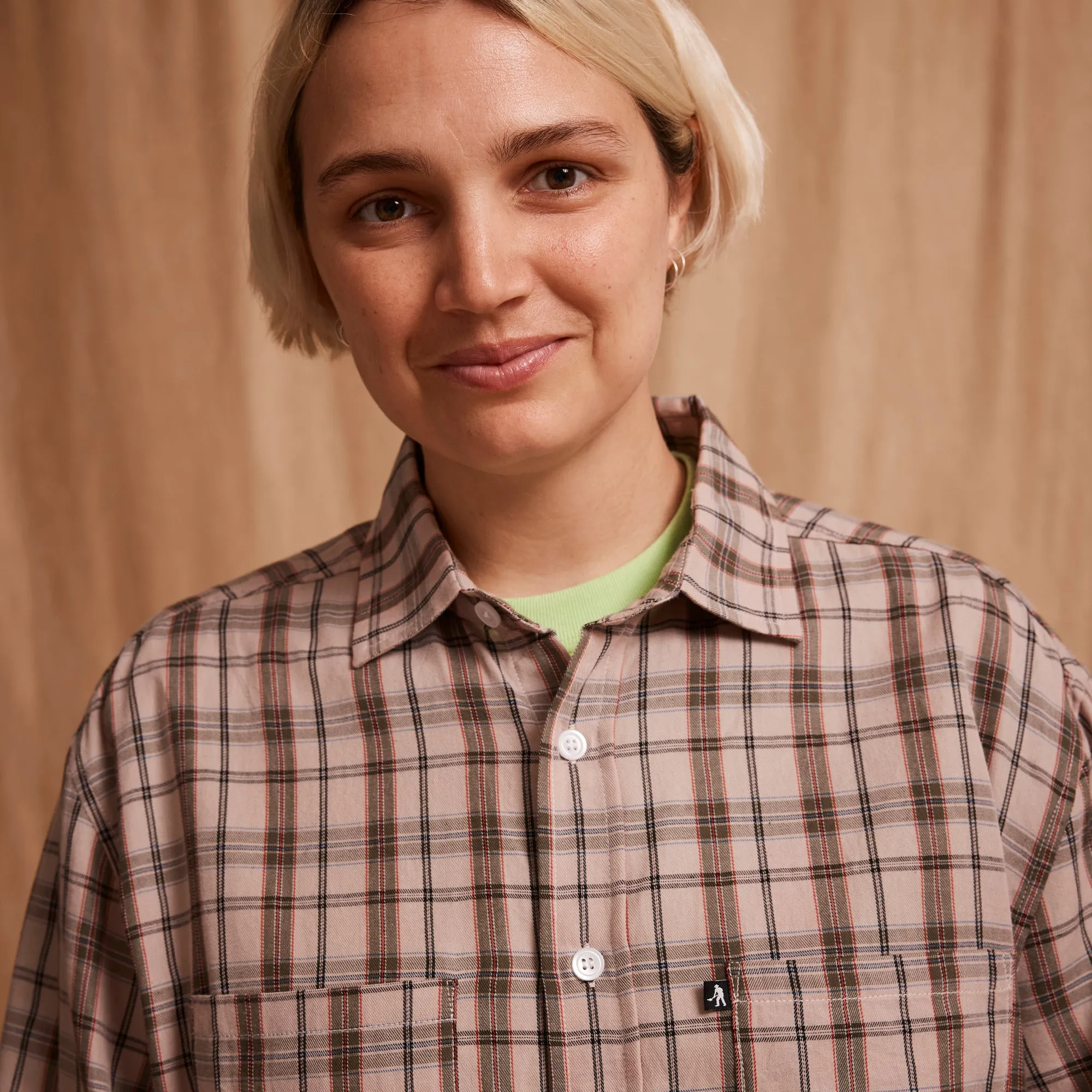 Relaxed Vibe Pass~Port Workers Check Long Sleeve Shirt - Sand