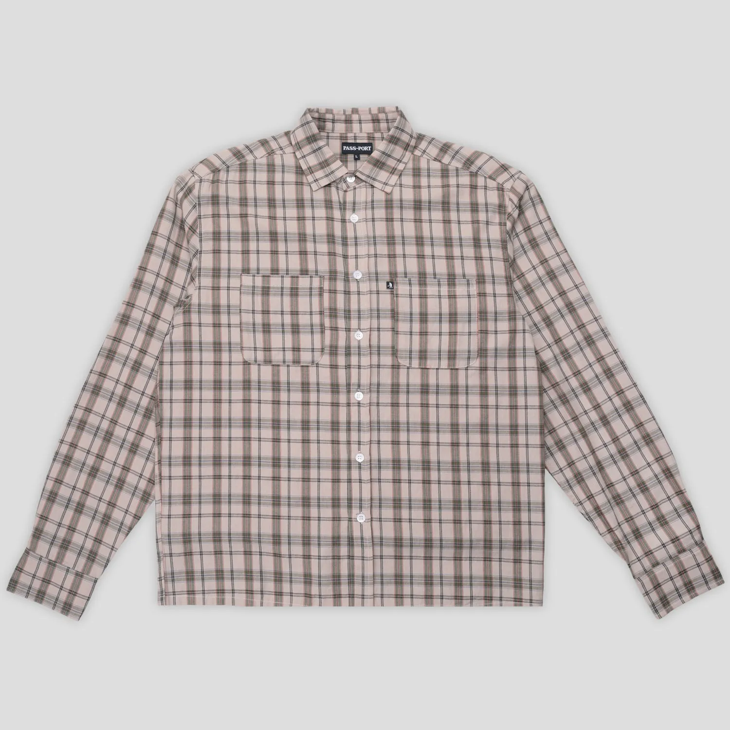 Pass~Port Workers Check Long Sleeve Shirt - Sand Tropical theme