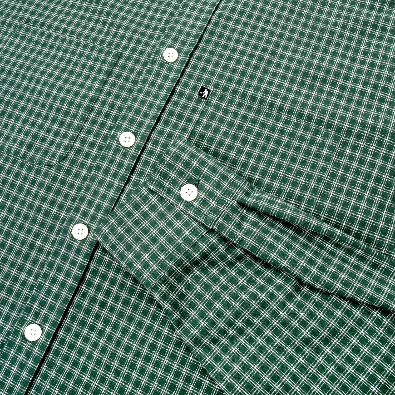 Pass~Port Workers Check Shirt Long-Sleeve - Green Functional Layer Pure Cotton