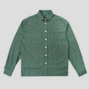 Water Repellent Finish Pass~Port Workers Check Shirt Long-Sleeve - Green