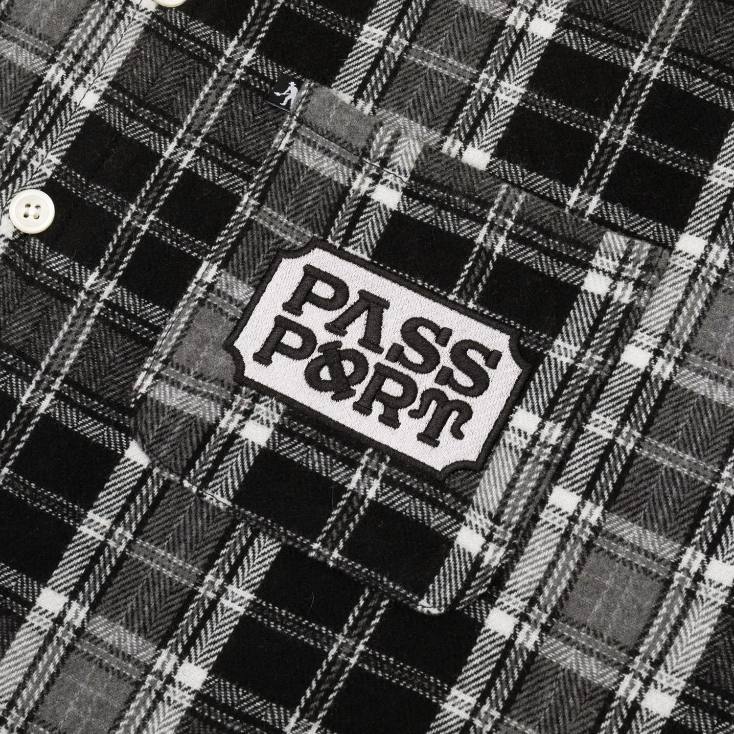 Lightweight Material Breathable Material Pass~Port Yearbook Logo Workers Flannel - Black