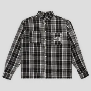 Standalone Option Stylish Comfort Pass~Port Yearbook Logo Workers Flannel - Black