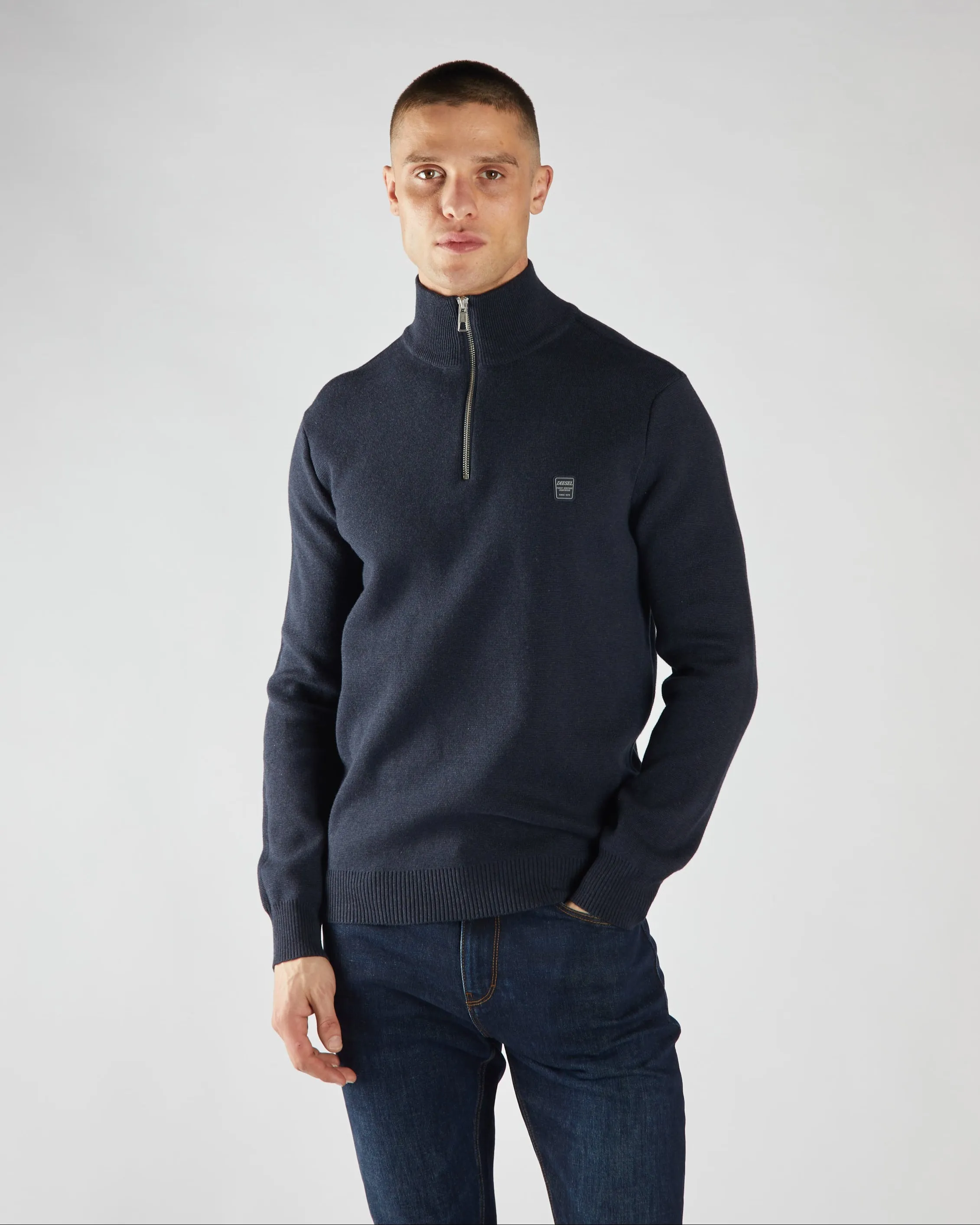 Pete Half Zip Midnight Blue Marl Minimal Vibe Sleek Texture