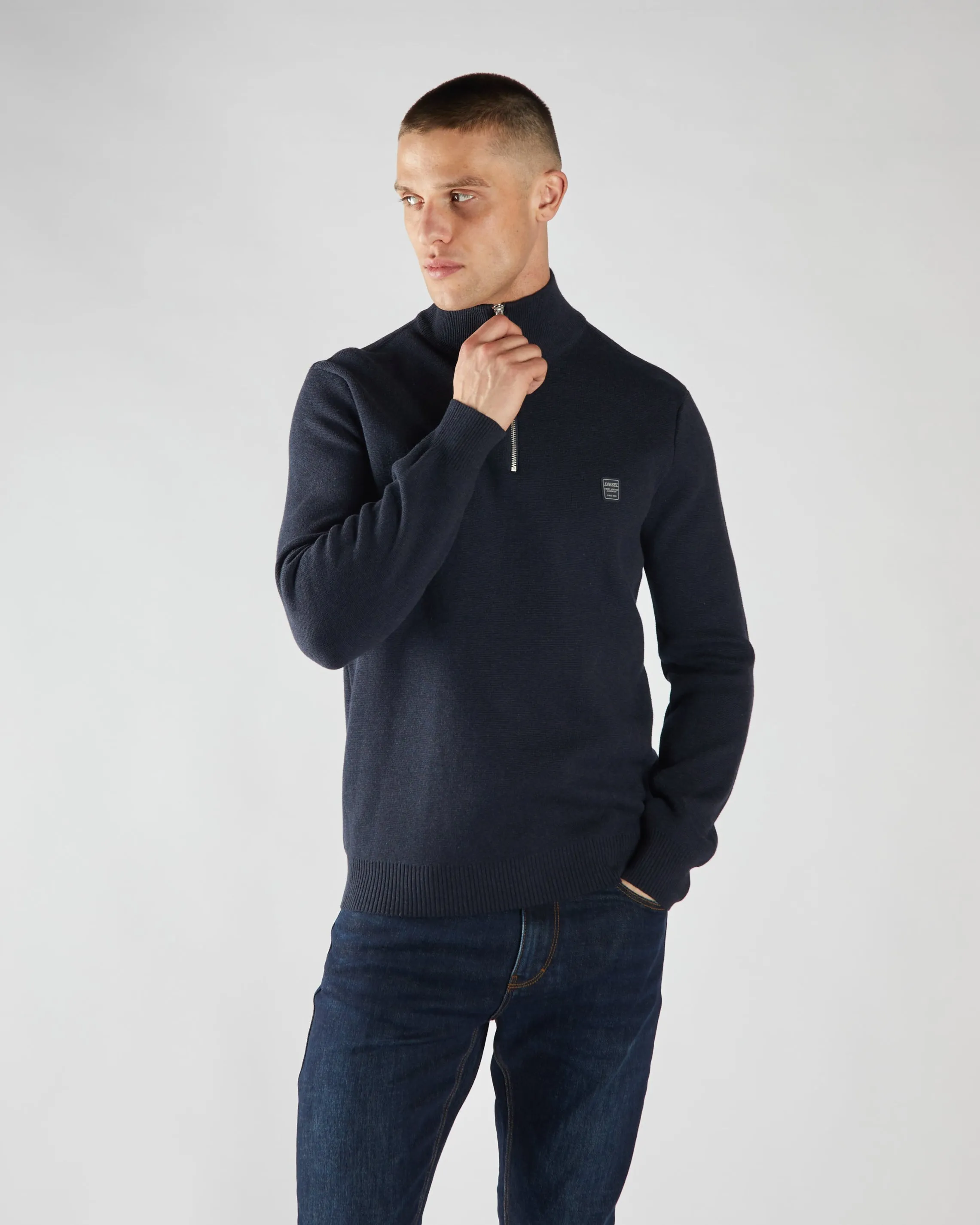 Pete Half Zip Midnight Blue Marl Homewear Style LowImpact Dye Process