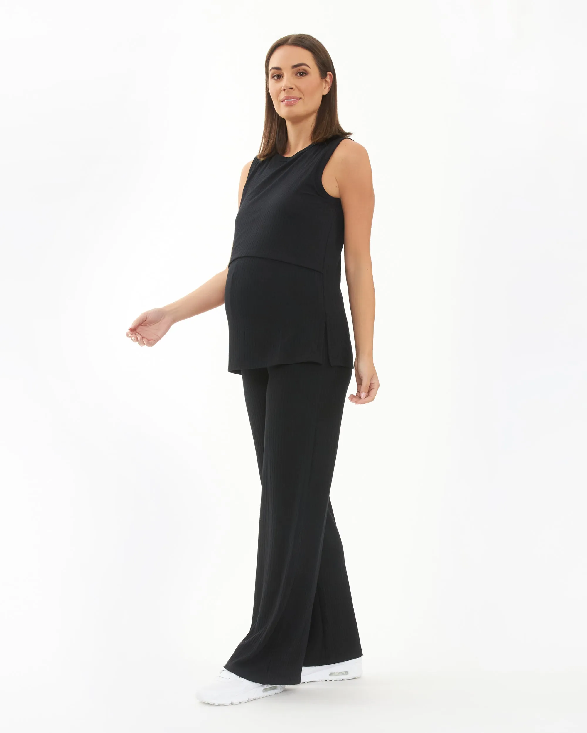 side opening Recovery Wear Peter Rib Nursing Tank Black