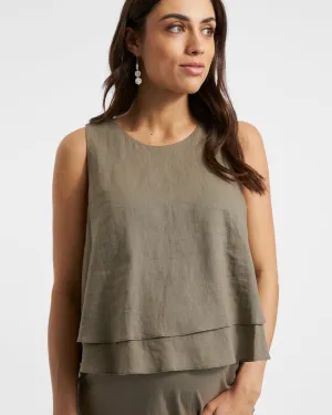 Tunic Style Peyton Linen Nursing Top Olive