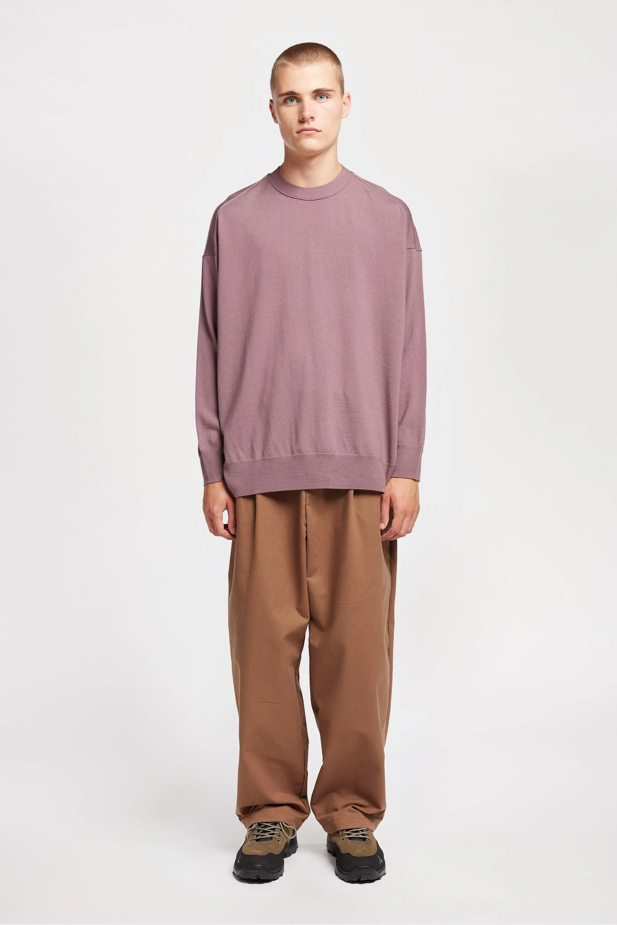 FrictionResistant Sleeves Luxe Layer Pitch Loose Fit Sweater Mauve