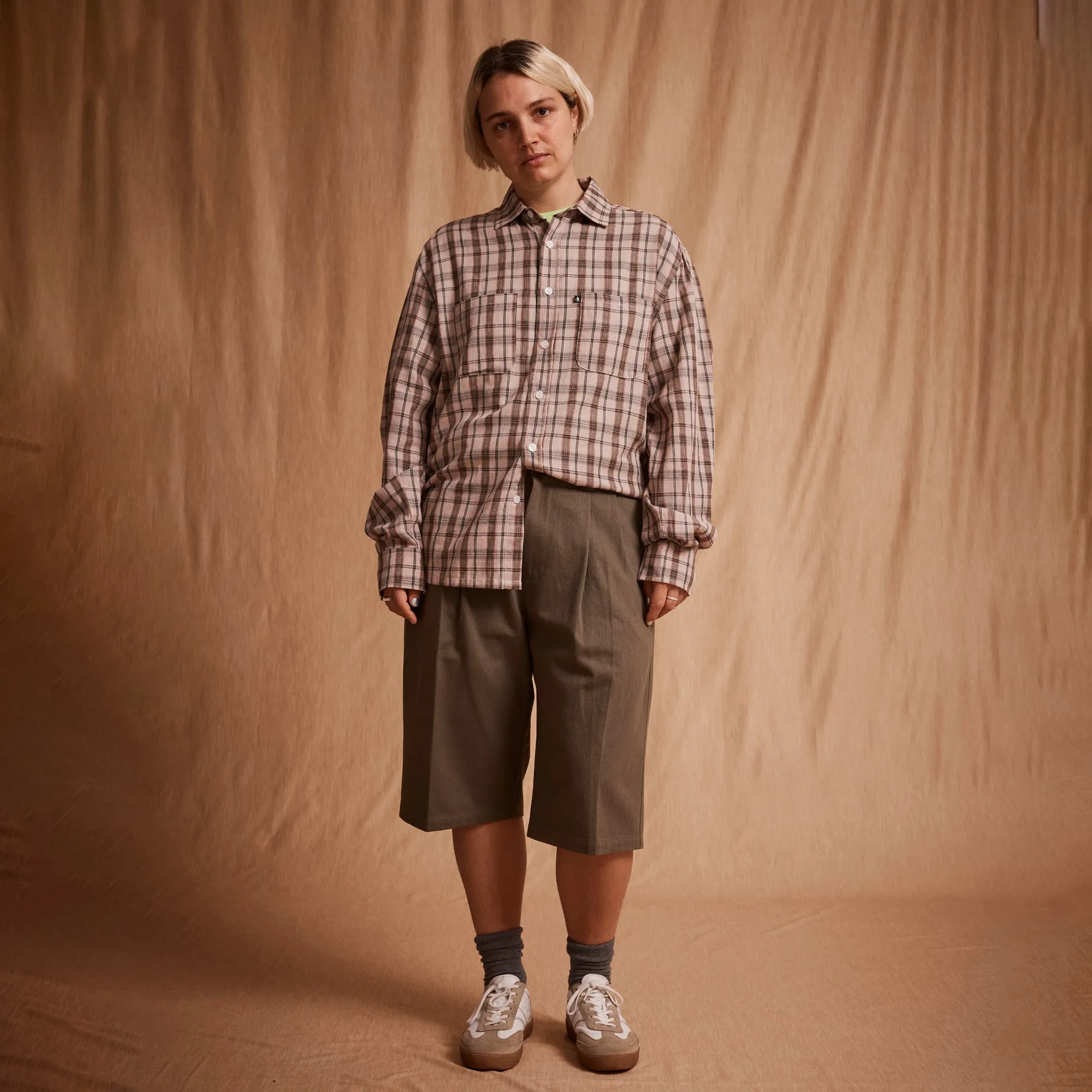 Gym Wear Fashionable Comfort Pass~Port Workers Check Long Sleeve Shirt - Navy