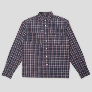 Pass~Port Workers Check Long Sleeve Shirt - Navy BBQ Party