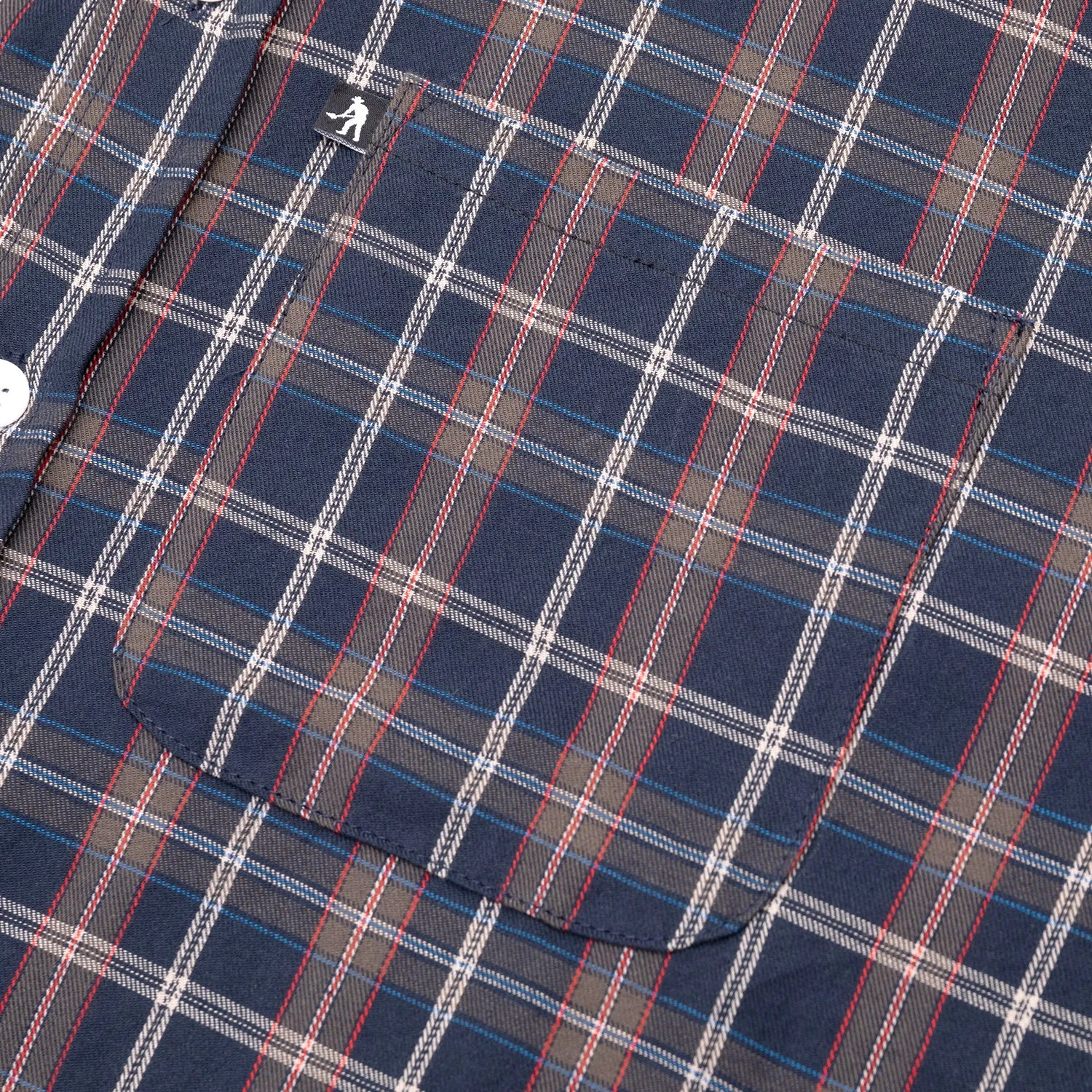 Pass~Port Workers Check Long Sleeve Shirt - Navy Modern Fit Streetwear